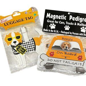 Beagle Luggage Tag & Magnetic Pedigrees Set – Fun & Functional Travel Accessorie